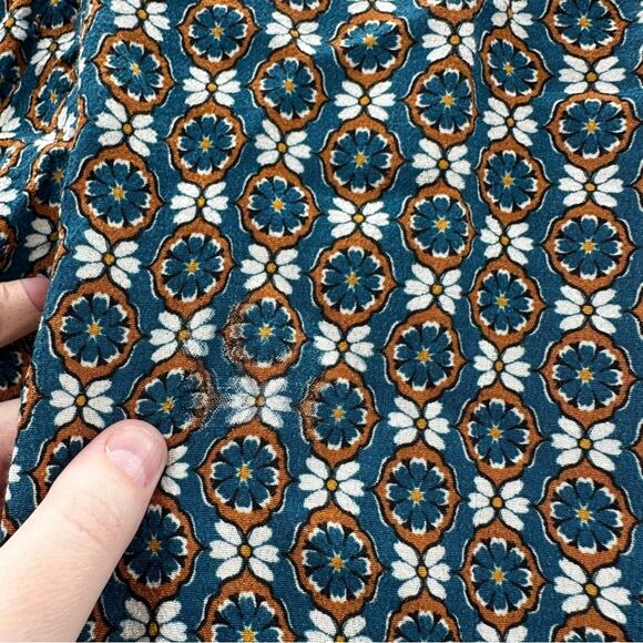 Zara Blue, White & Orange Floral Print Long Sleeve Top Size M - Picture 8 of 10